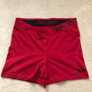 RED NIKE PRO SHORTS
